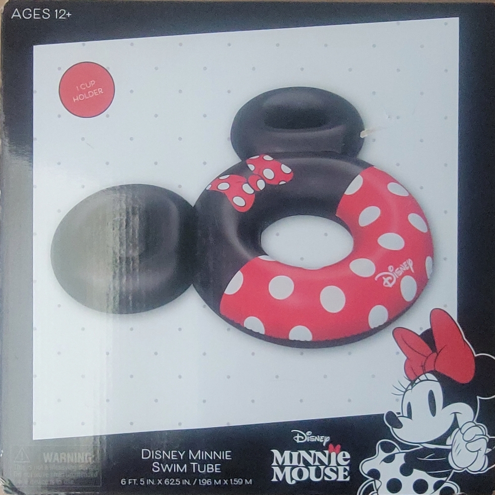 Disney Minnie Mouse Inflatable Swim Tube with Cup Holder & Storage